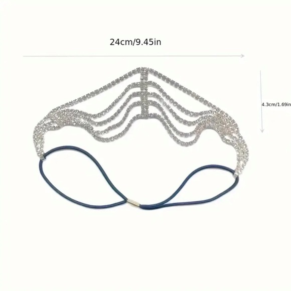 Elastic Rhinestone Chain Headband - Picture 8 of 9